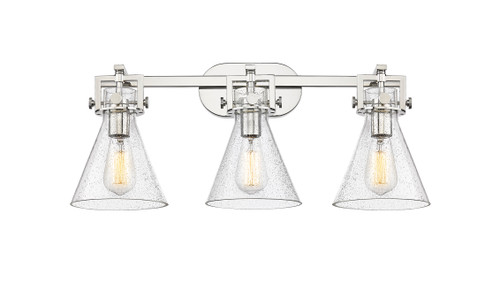 INNOVATIONS 411-3W-PN-G411-7SDY Newton Cone 3 27 inch Bath Vanity Light Polished Nickel