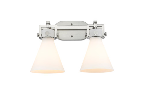 INNOVATIONS 411-2W-SN-G411-7WH Newton Cone 2 17 inch Bath Vanity Light Brushed Satin Nickel