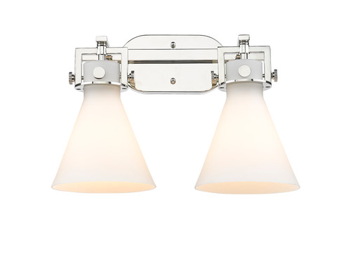 INNOVATIONS 411-2W-PN-G411-7WH Newton Cone 2 17 inch Bath Vanity Light Polished Nickel