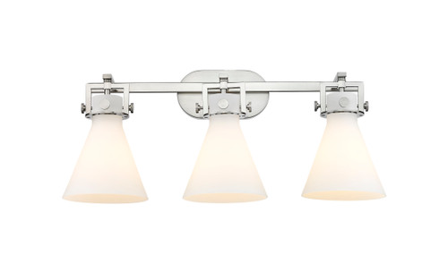 INNOVATIONS 411-3W-SN-G411-7WH Newton Cone 3 27 inch Bath Vanity Light Brushed Satin Nickel