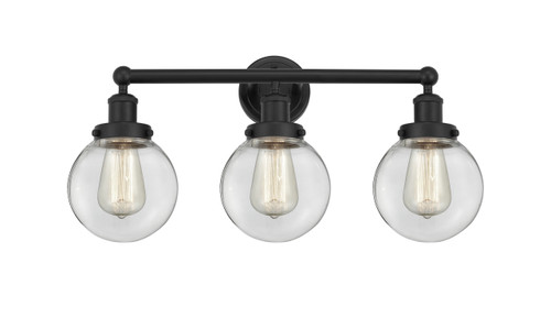 INNOVATIONS 616-3W-BK-G202-6 Beacon 3 Light 24.5 inch Bath Vanity Light Matte Black