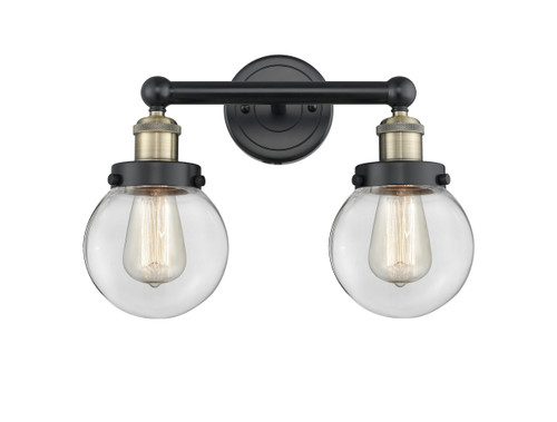 INNOVATIONS 616-2W-BAB-G202-6 Beacon 2 15.5 inch Bath Vanity Light Black Antique Brass