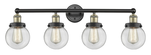 INNOVATIONS 616-4W-BAB-G202-6 Beacon 4 33.5 inch Bath Vanity Light Black Antique Brass