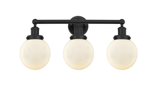 INNOVATIONS 616-3W-BK-G201-6 Beacon 3 Light 24.5 inch Bath Vanity Light Matte Black