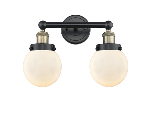 INNOVATIONS 616-2W-BAB-G201-6 Beacon 2 15.5 inch Bath Vanity Light Black Antique Brass