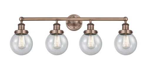 INNOVATIONS 616-4W-AC-G204-6 Beacon 4 33.5 inch Bath Vanity Light Antique Copper