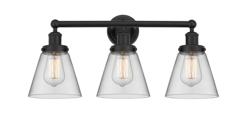 INNOVATIONS 616-3W-BK-G62 Cone 3 Light 24.5 inch Bath Vanity Light Matte Black