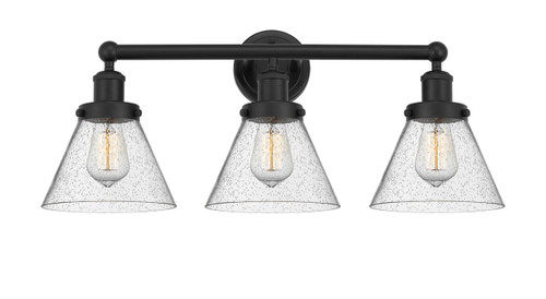 INNOVATIONS 616-3W-BK-G44 Cone 3 Light 24.5 inch Bath Vanity Light Matte Black