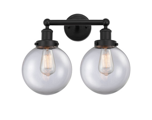 INNOVATIONS 616-2W-BK-G202-8 Beacon 2 Light 15.5 inch Bath Vanity Light Matte Black