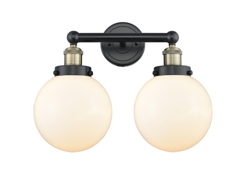 INNOVATIONS 616-2W-BAB-G201-8 Beacon 2 15.5 inch Bath Vanity Light Black Antique Brass