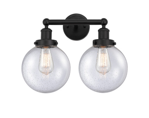 INNOVATIONS 616-2W-BK-G204-8 Beacon 2 Light 15.5 inch Bath Vanity Light Matte Black