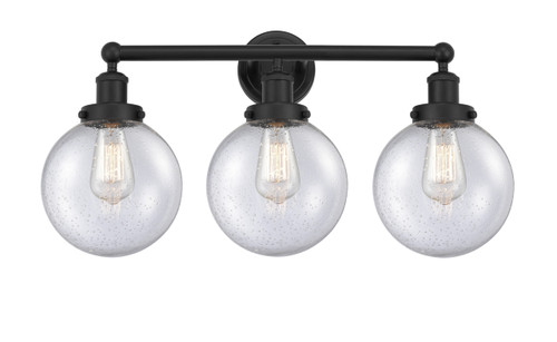 INNOVATIONS 616-3W-BK-G204-8 Beacon 3 Light 24.5 inch Bath Vanity Light Matte Black