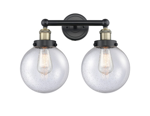 INNOVATIONS 616-2W-BAB-G204-8 Beacon 2 15.5 inch Bath Vanity Light Black Antique Brass