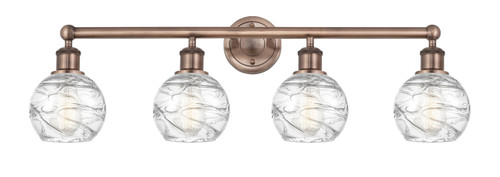 INNOVATIONS 616-4W-AC-G1213-6 Athens Deco Swirl 4 33 inch Bath Vanity Light Antique Copper