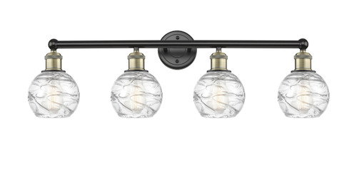 INNOVATIONS 616-4W-BAB-G1213-6 Athens Deco Swirl 4 33 inch Bath Vanity Light Black Antique Brass