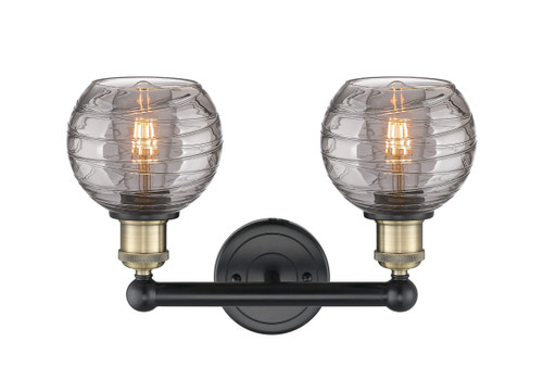 INNOVATIONS 616-2W-BAB-G1213-6SM Athens Deco Swirl 2 15 inch Bath Vanity Light Black Antique Brass