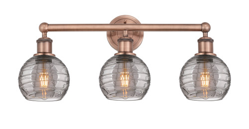 INNOVATIONS 616-3W-AC-G1213-6SM Athens Deco Swirl 3 24 inch Bath Vanity Light Antique Copper