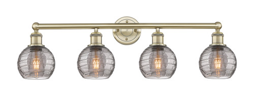 INNOVATIONS 616-4W-AB-G1213-6SM Athens Deco Swirl 4 33 inch Bath Vanity Light Antique Brass