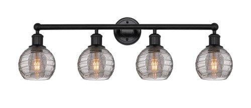 INNOVATIONS 616-4W-BK-G1213-6SM Athens Deco Swirl 4 Light 33 inch Bath Vanity Light Matte Black