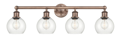 INNOVATIONS 616-4W-AC-G122-6 Athens 4 33 inch Bath Vanity Light Antique Copper