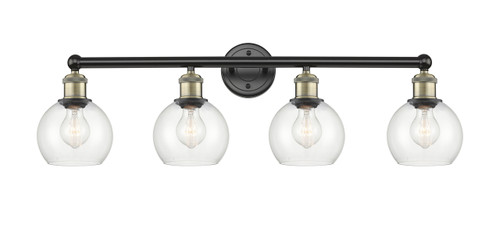 INNOVATIONS 616-4W-BAB-G122-6 Athens 4 33 inch Bath Vanity Light Black Antique Brass