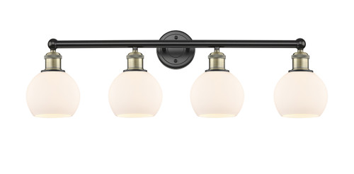 INNOVATIONS 616-4W-BAB-G121-6 Athens 4 33 inch Bath Vanity Light Black Antique Brass