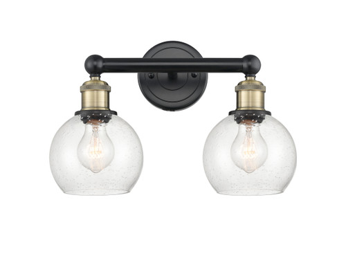 INNOVATIONS 616-2W-BAB-G124-6 Athens 2 15 inch Bath Vanity Light Black Antique Brass