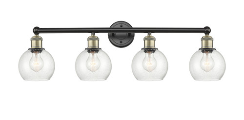INNOVATIONS 616-4W-BAB-G124-6 Athens 4 33 inch Bath Vanity Light Black Antique Brass