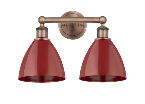 INNOVATIONS 616-2W-AC-MBD-75-RD Plymouth Dome 2 16.5 inch Bath Vanity Light Antique Copper