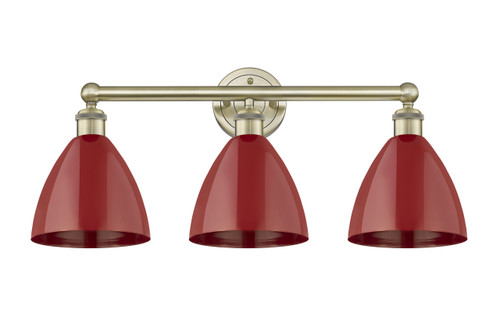 INNOVATIONS 616-3W-AB-MBD-75-RD Plymouth Dome 3 25.5 inch Bath Vanity Light Antique Brass