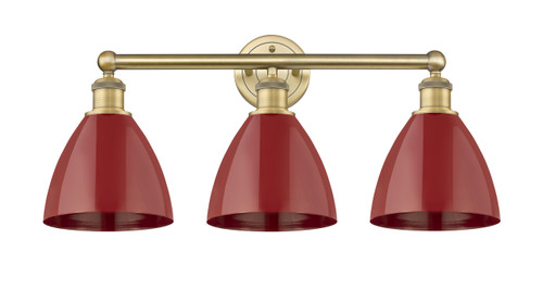 INNOVATIONS 616-3W-BB-MBD-75-RD Plymouth Dome 3 25.5 inch Bath Vanity Light Brushed Brass