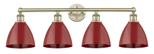 INNOVATIONS 616-4W-AB-MBD-75-RD Plymouth Dome 4 34.5 inch Bath Vanity Light Antique Brass