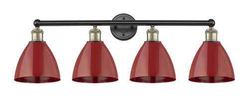 INNOVATIONS 616-4W-BAB-MBD-75-RD Plymouth Dome 4 34.5 inch Bath Vanity Light Black Antique Brass