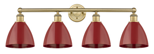 INNOVATIONS 616-4W-BB-MBD-75-RD Plymouth Dome 4 34.5 inch Bath Vanity Light Brushed Brass