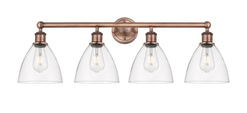 INNOVATIONS 616-4W-AC-GBD-752 Bristol Glass 4 34.5 inch Bath Vanity Light Antique Copper