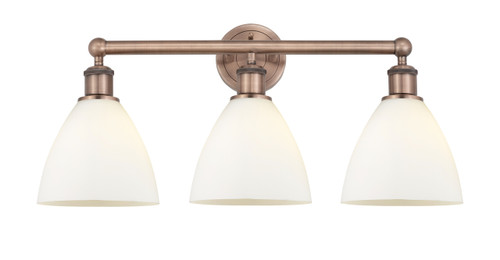 INNOVATIONS 616-3W-AC-GBD-751 Bristol Glass 3 25.5 inch Bath Vanity Light Antique Copper