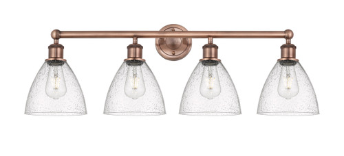 INNOVATIONS 616-4W-AC-GBD-754 Bristol Glass 4 34.5 inch Bath Vanity Light Antique Copper