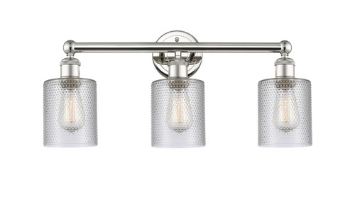 INNOVATIONS 616-3W-PN-G112 Cobbleskill 3 23 inch Bath Vanity Light Polished Nickel