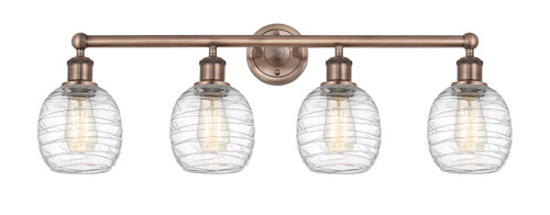 INNOVATIONS 616-4W-AC-G1013 Belfast 4 33 inch Bath Vanity Light Antique Copper