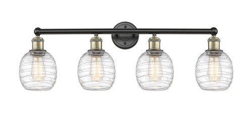 INNOVATIONS 616-4W-BAB-G1013 Belfast 4 33 inch Bath Vanity Light Black Antique Brass