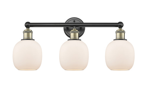 INNOVATIONS 616-3W-BAB-G101 Belfast 3 24 inch Bath Vanity Light Black Antique Brass