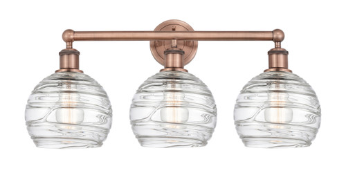 INNOVATIONS 616-3W-AC-G1213-8 Athens Deco Swirl 3 26 inch Bath Vanity Light Antique Copper
