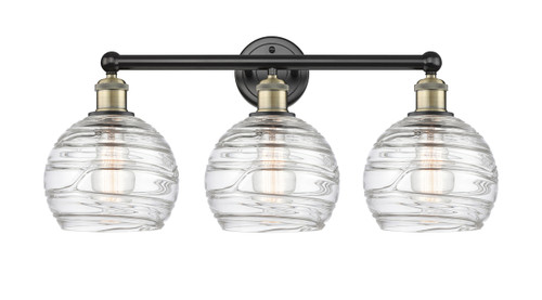 INNOVATIONS 616-3W-BAB-G1213-8 Athens Deco Swirl 3 26 inch Bath Vanity Light Black Antique Brass