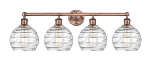 INNOVATIONS 616-4W-AC-G1213-8 Athens Deco Swirl 4 35 inch Bath Vanity Light Antique Copper
