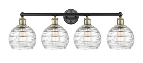 INNOVATIONS 616-4W-BAB-G1213-8 Athens Deco Swirl 4 35 inch Bath Vanity Light Black Antique Brass