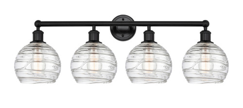 INNOVATIONS 616-4W-BK-G1213-8 Athens Deco Swirl 4 35 inch Bath Vanity Light Matte Black