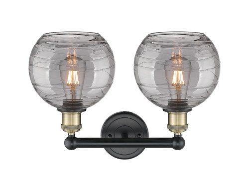 INNOVATIONS 616-2W-BAB-G1213-8SM Athens Deco Swirl 2 17 inch Bath Vanity Light Black Antique Brass