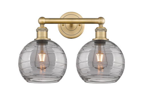 INNOVATIONS 616-2W-BB-G1213-8SM Athens Deco Swirl 2 17 inch Bath Vanity Light Brushed Brass