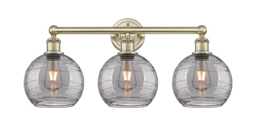 INNOVATIONS 616-3W-AB-G1213-8SM Athens Deco Swirl 3 26 inch Bath Vanity Light Antique Brass