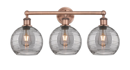 INNOVATIONS 616-3W-AC-G1213-8SM Athens Deco Swirl 3 26 inch Bath Vanity Light Antique Copper